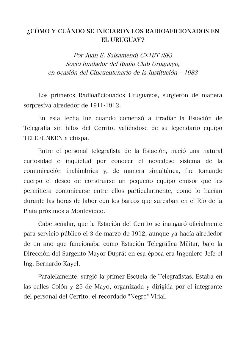 imagen del documento: Como y cuando se iniciaron los Radioaficionados en Uruguay.pdf