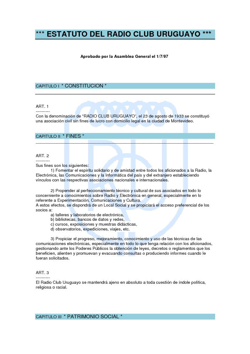 imagen del documento: 02 Estatuto del Radio Club Uruguayo.pdf